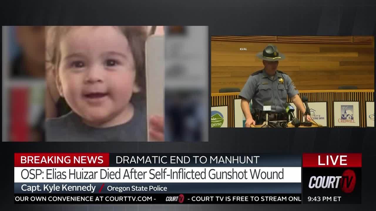 After a pursuit and an exchange of gunfire, Elias Huizar tried to elude police and ended up crashing his car. He then killed himself, via a self-inflicted gunshot wound. Roman Santos, the 1-year-old child who was abducted, was taken safely into custody.