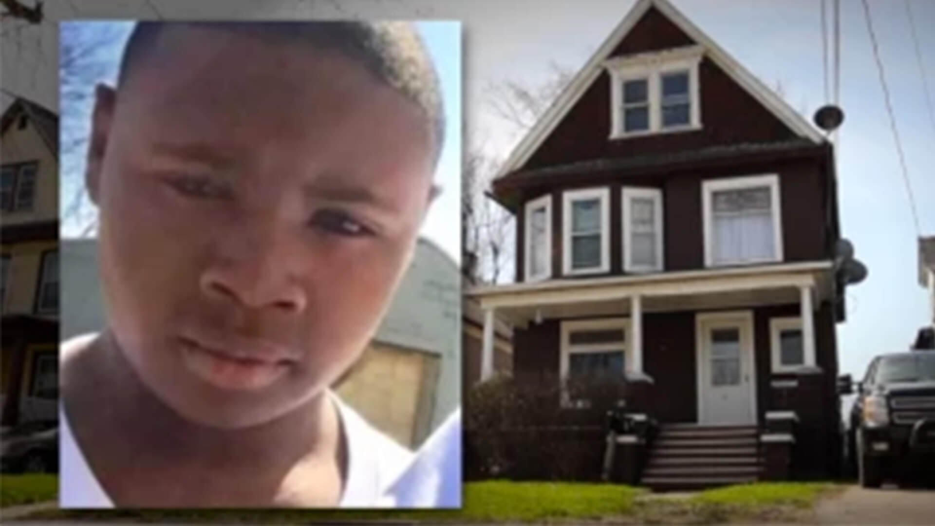 portrait of boy next to house