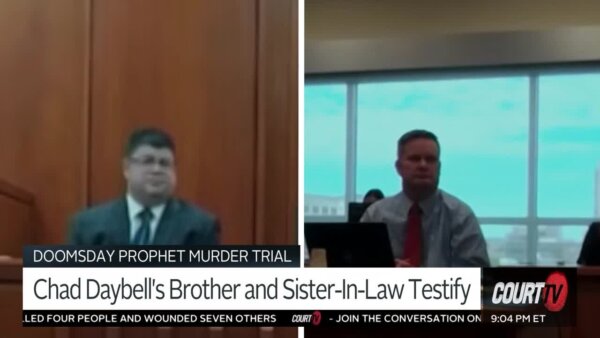 split screen showing witness and chad daybell