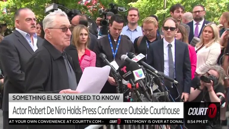 Actor Robert DeNiro holds a press conference outside the courthouse denouncing, 'loser,