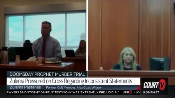 split screen of chad daybell and Zulema Pastenes in court