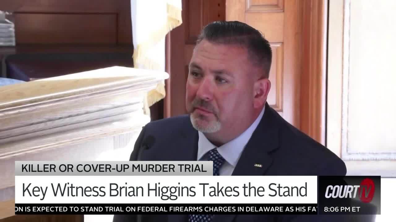 Professional witness Brian Higgins takes the stand in the Killer or Cover-Up Murder trial. Higgins, a federal agent, testified that he was one of the first to leave the Albert home.