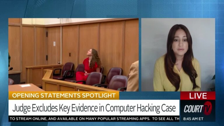 split screen shows courtney clenney in court and her attorney, Sabrina Puglisi in a split screen