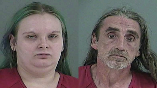 Booking photos of Rebecca Dishman and Sean Finnegan