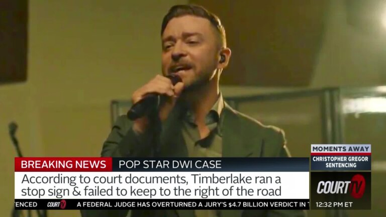 Justin Timberlake sings into a microphone