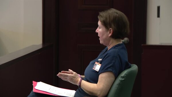 Sarah Boone speaks to the judge in court