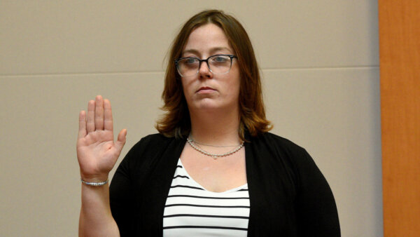 woman is sworn in