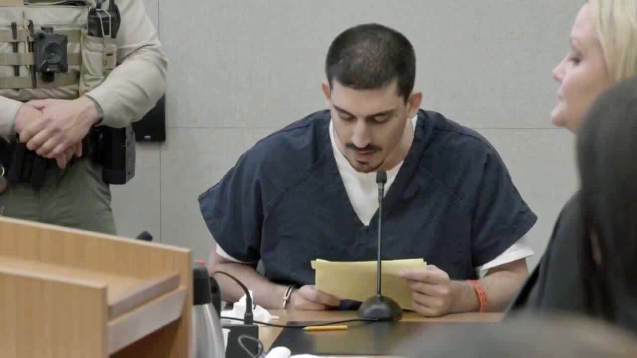 defendant reading paper statement in court