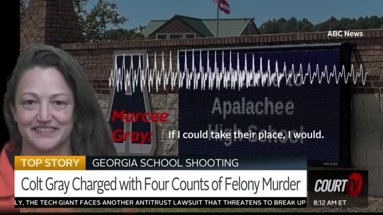 booking photo of woman inset of picture of Apalachee High School