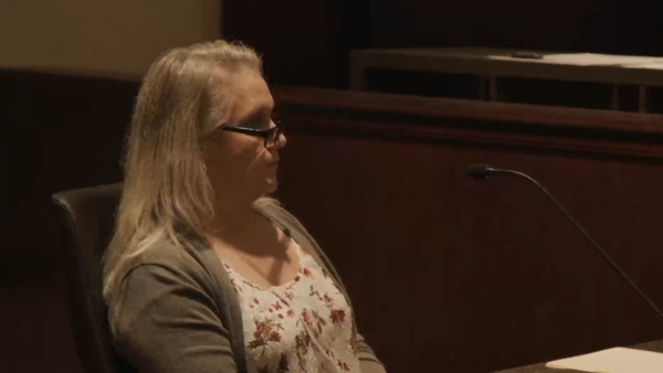 Andra Griffin testifies during a hearing