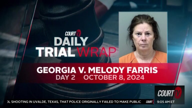 On-screen graphic with a mug shot and words saying: Daily Trial Wrap