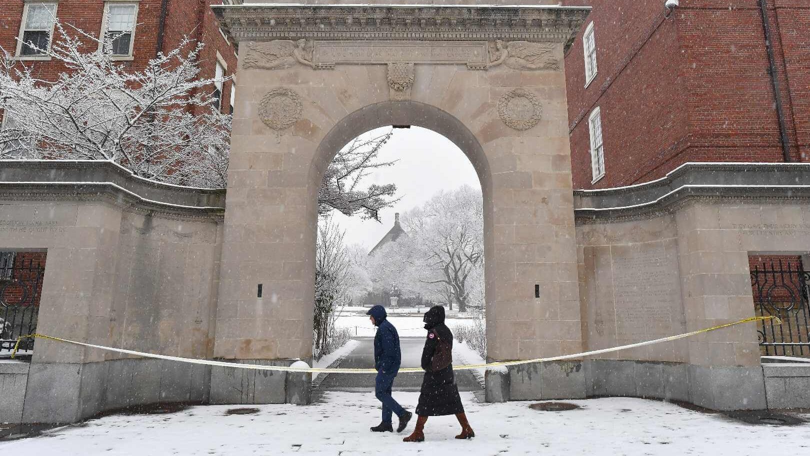 exterior brown university with police tape