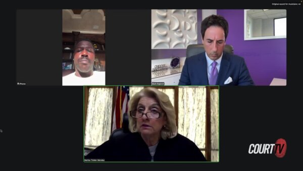 zoom screen with antonio brown, judge and attorney
