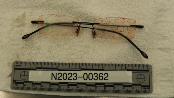 blood stained eye glasses