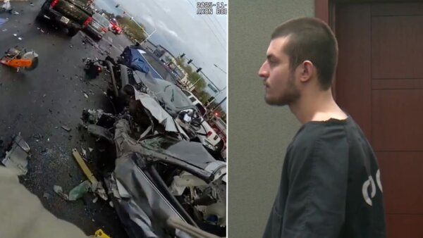 photo of deadly crash and Jose Gutierrez in court