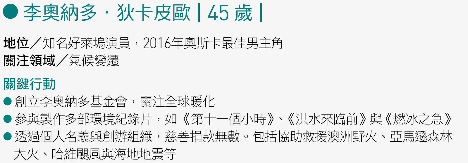 李奧納多 請把我的請求當成一個行動號召 開始做這3件事 天下雜誌