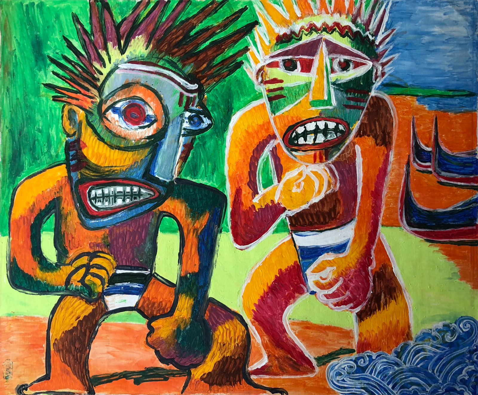 《台灣硬起來》。2019,120x100cm