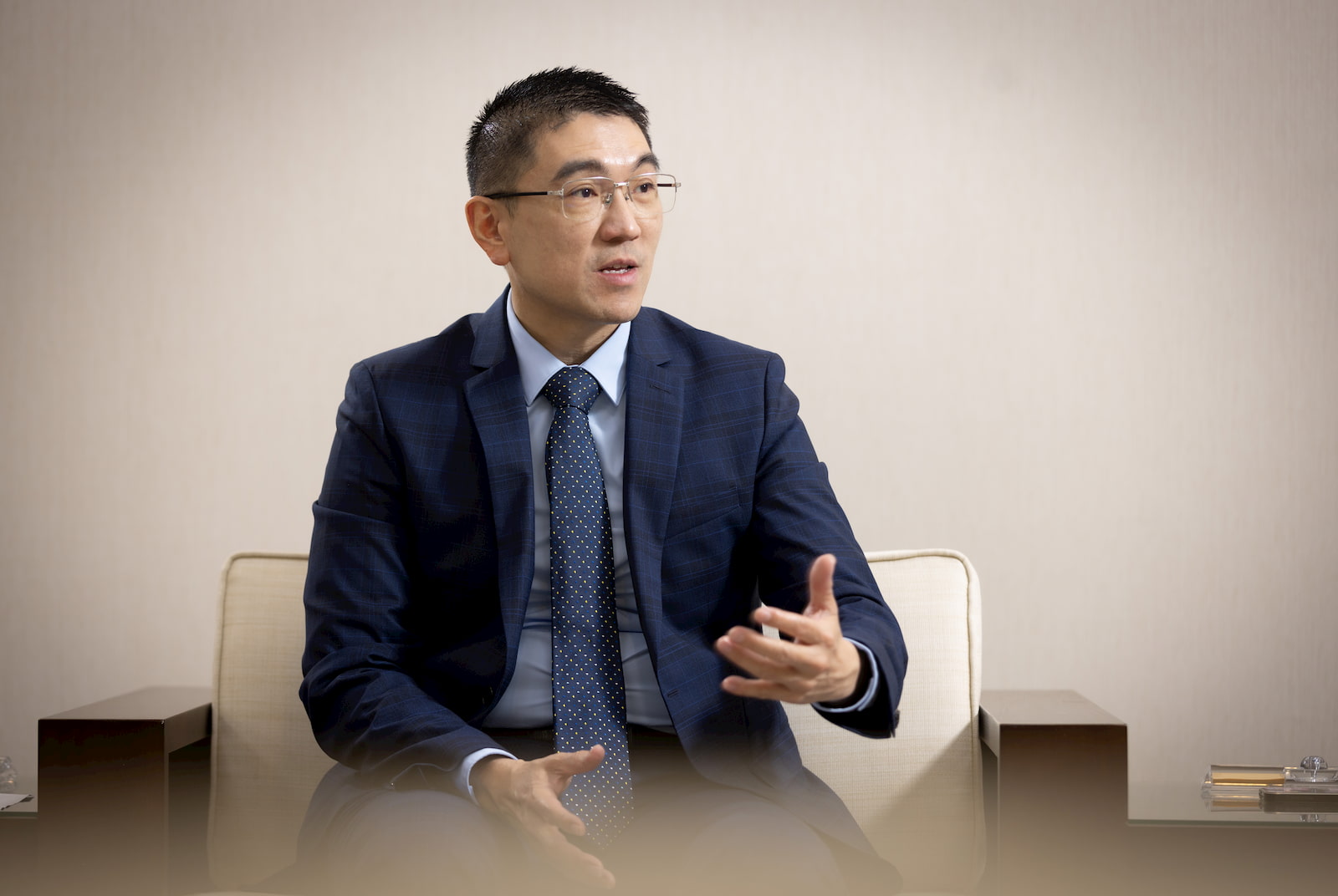 謝國樑侃侃而談產業聚落擘劃，提供就業機會，讓市民在基隆安居樂業。