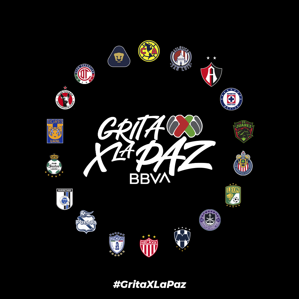 Liga BBVA MX y clubes lanzan campaña 'Grita X la Paz' contra la guerra