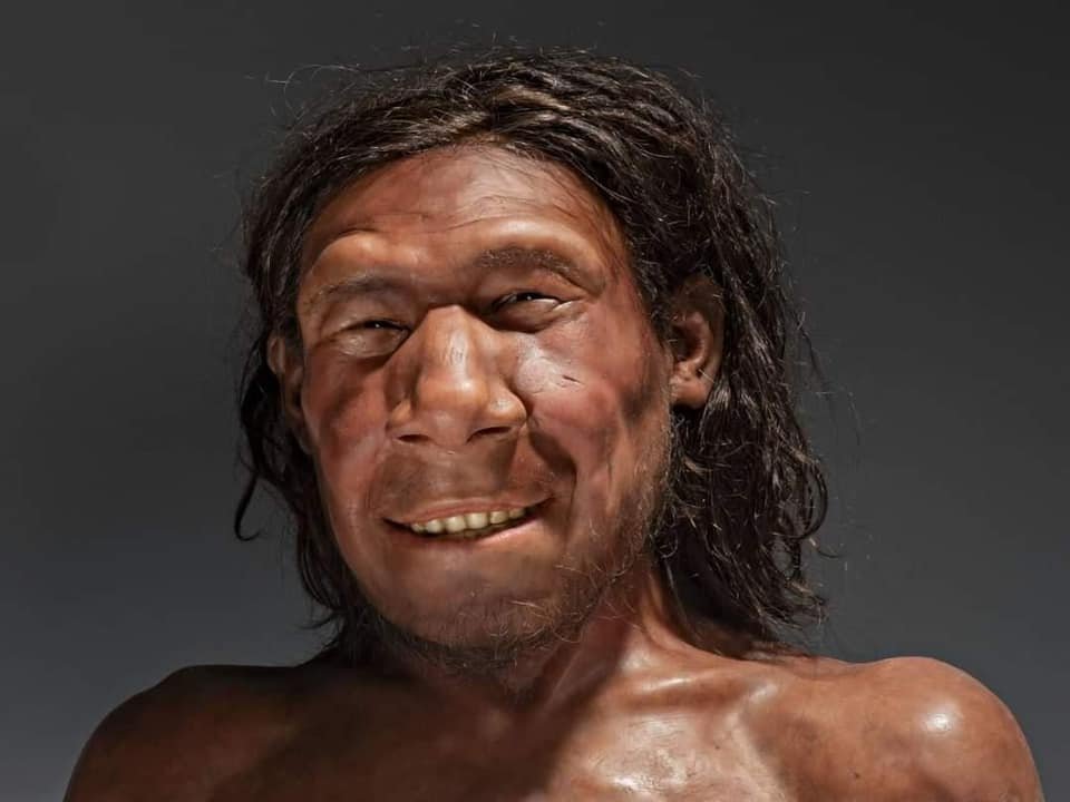 Neandertal con traje 