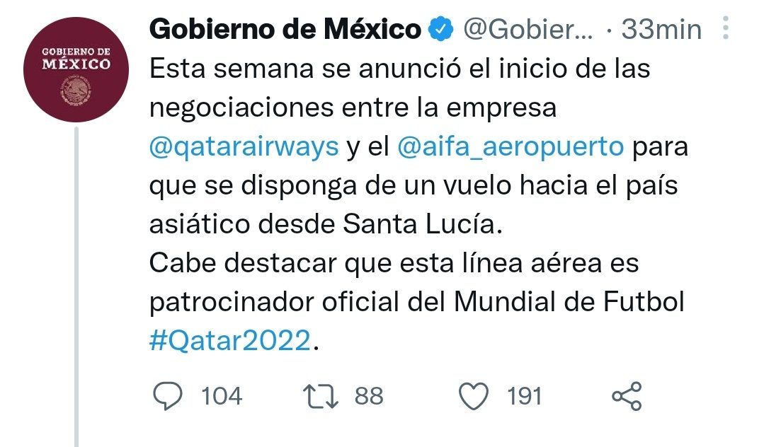 Qatar Airways niega interés de volar en el AIFA