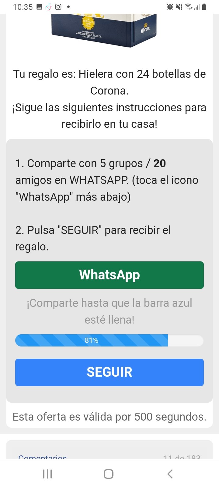 Estafa en WhatsApp hielera