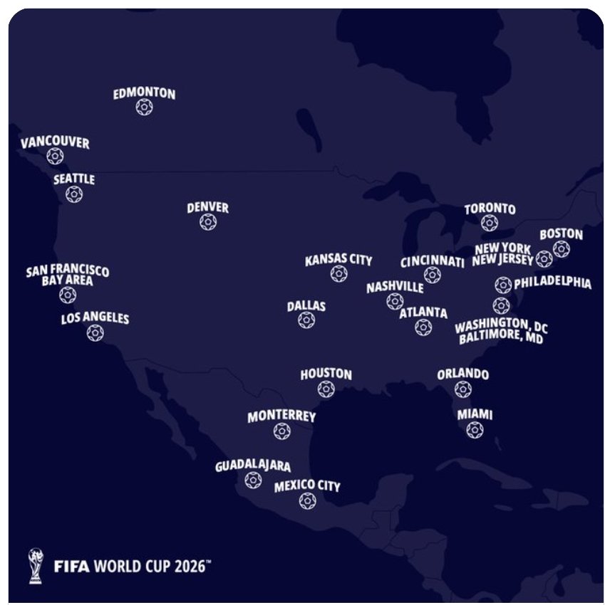 Estas serán las sedes oficiales para el Mundial de 2026 en Norteamérica