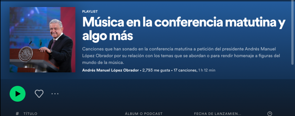 Canciones que se han escucaAdo en la Mañanera AMLO