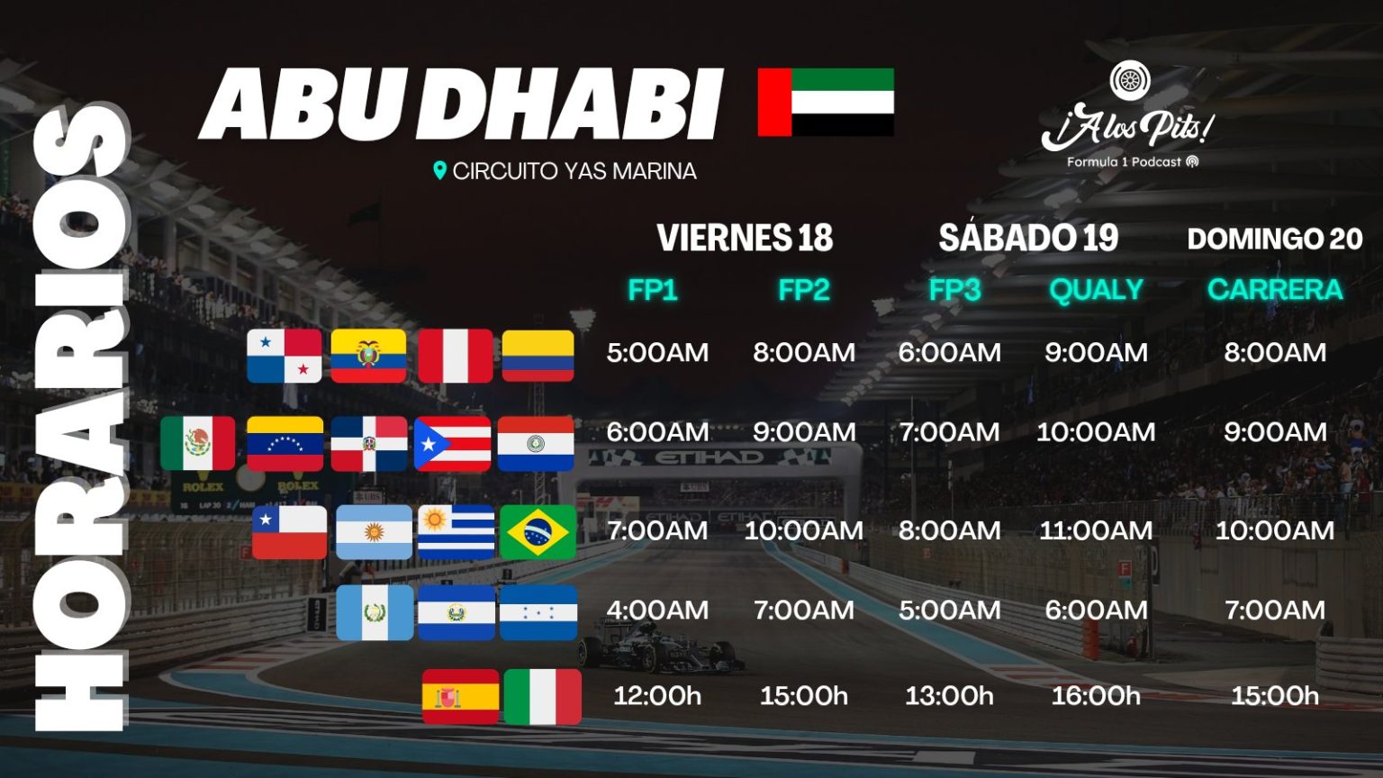 Horarios para ver el Gran Premio de Abu Dhabi de la F1