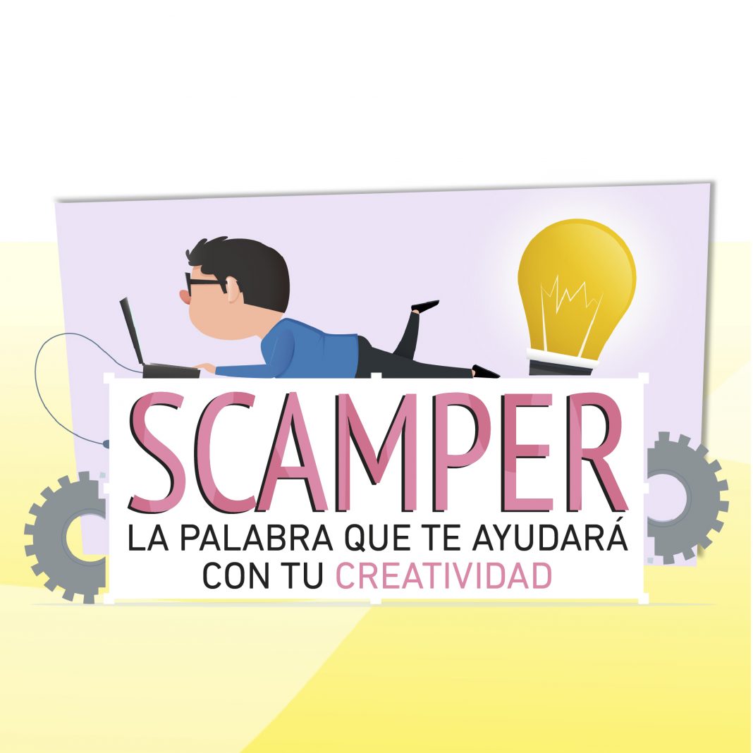 El método SCAMPER es una palabra cuyas siglas te ayudarán a recordar distintas preguntas que puedes hacer para ayudar a desarrollar nuevos proyectos.