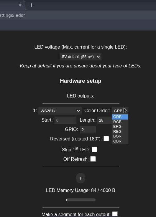 wled hardware settings