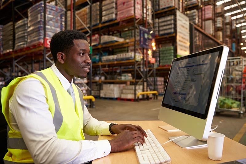 Young man working at computer