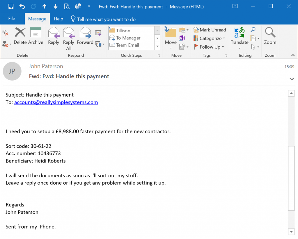 Phishing Email Scam Example