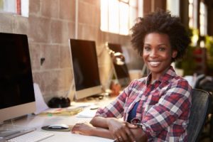 Lady happy with free recruitment software