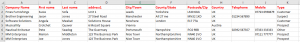 Example CSV data import