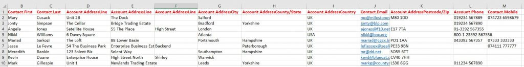 Example Data Import File