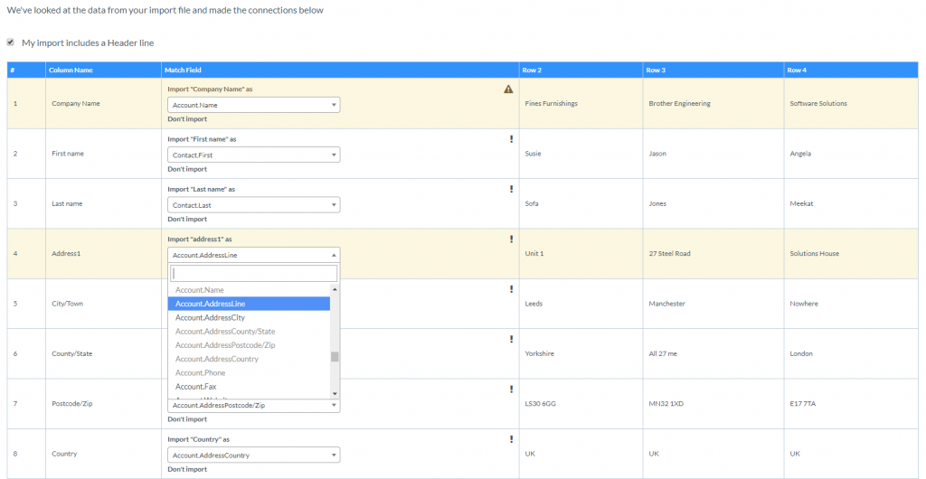 Match your data with CRM fields - Spotler CRM Support