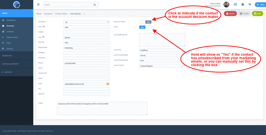 CRM Getting Started: Editing a Contact