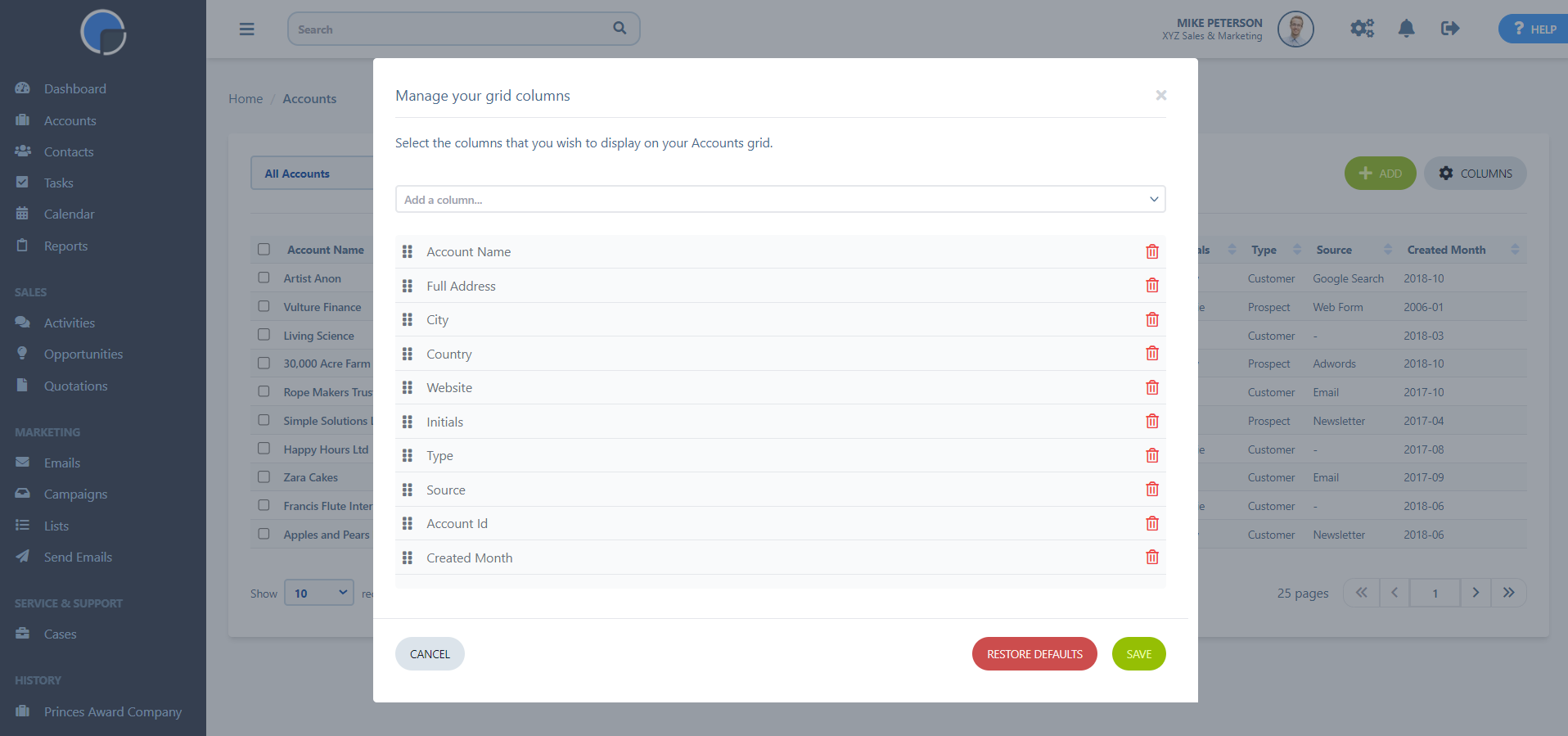 Edit columns in V6 grids