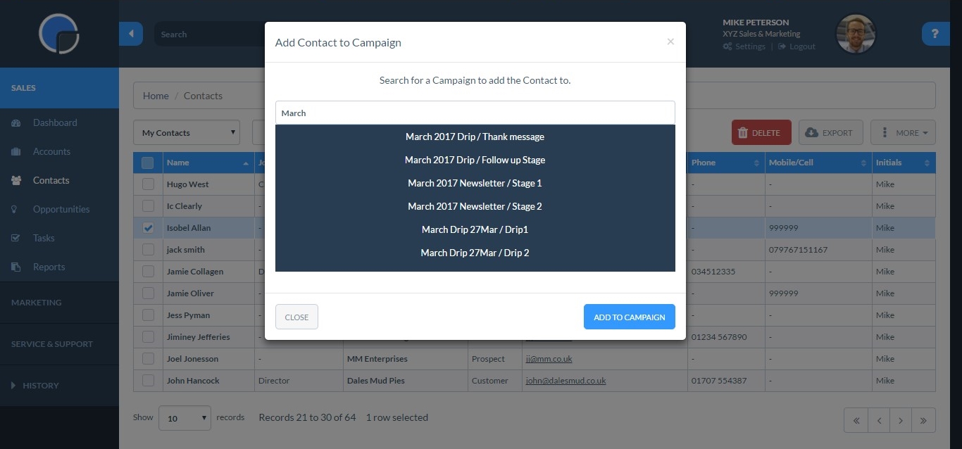 Add Contact to Campaign