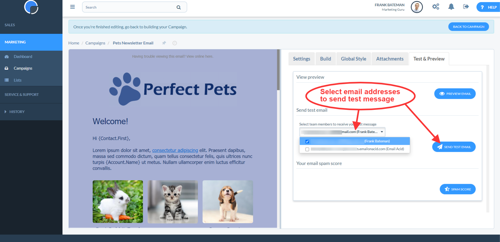 Send test message2 - Spotler CRM Support