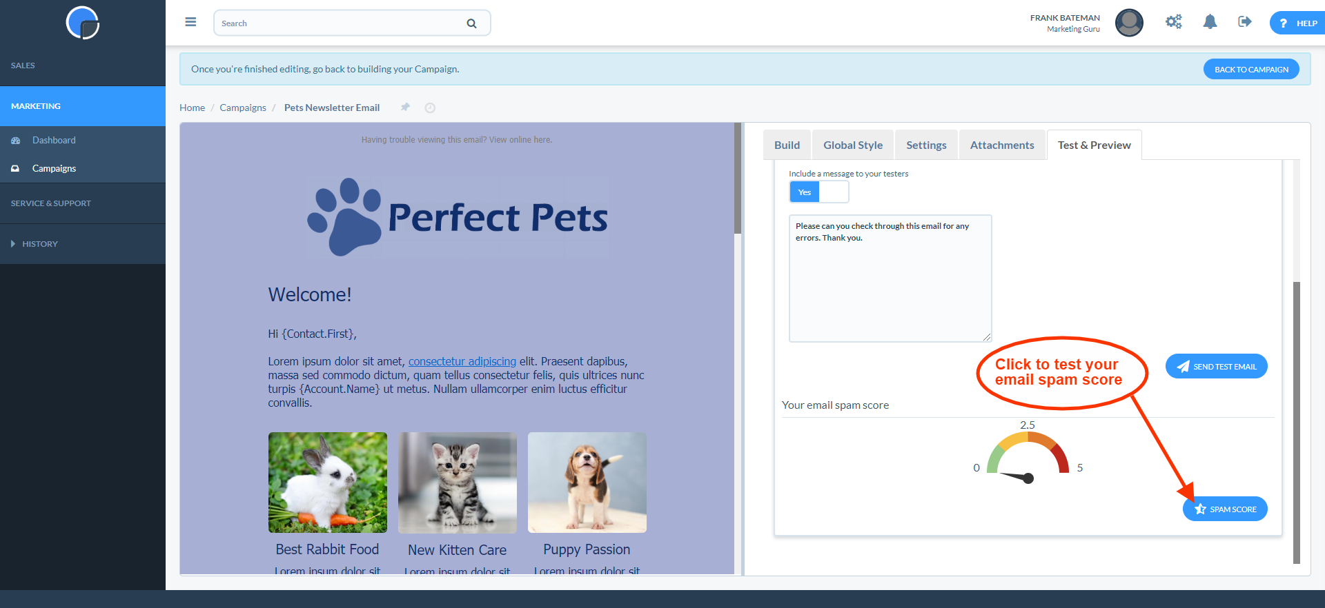 Test Spam Score Test Spam Score