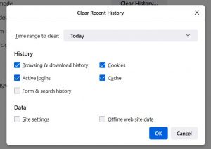Clear recent history in Firefox