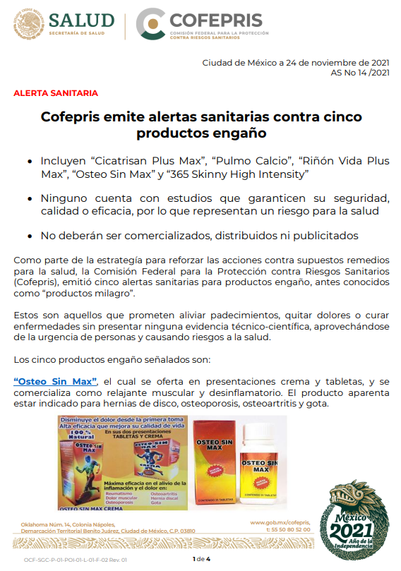 productos milagro Cofepris