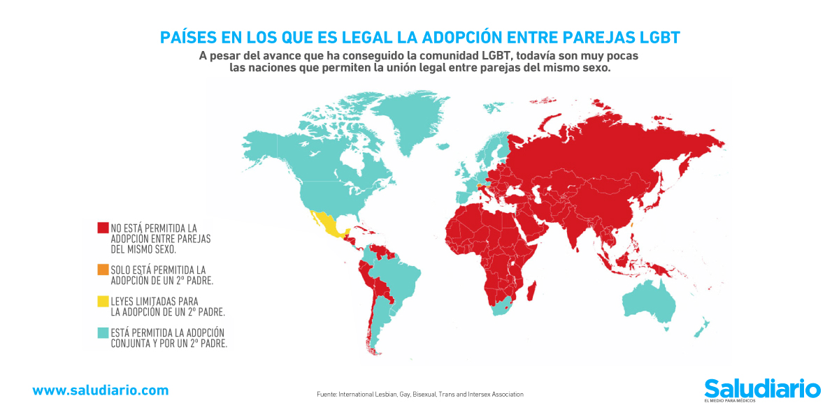 Gráfica del día: Países donde es legal la adopción entre parejas LGBT