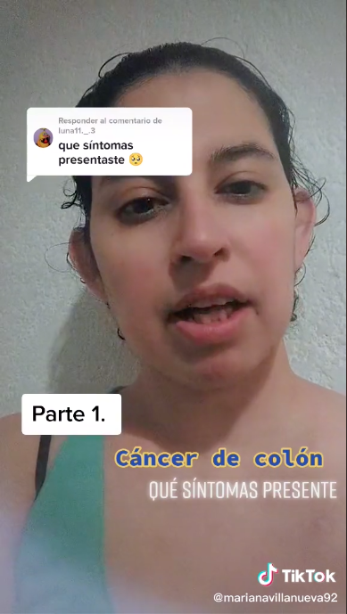 Paciente comparte síntomas de cáncer de colon en redes sociales