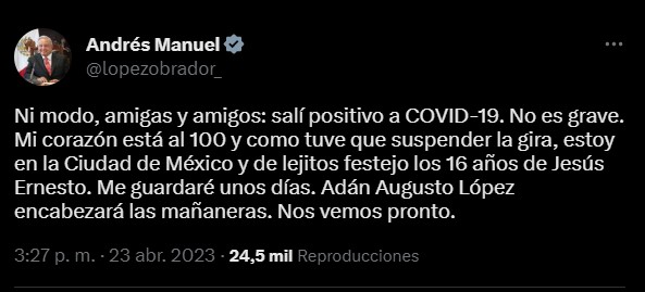 AMLO tiene Covid-19