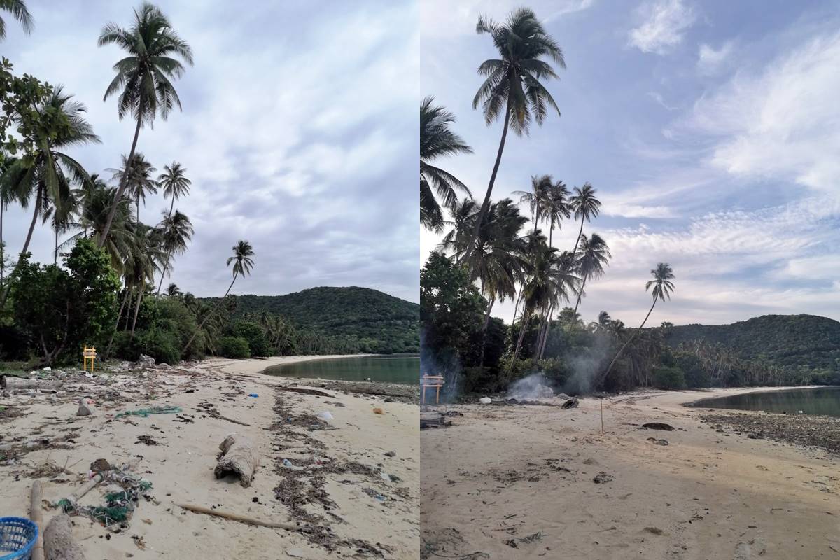 Coup de torchon à Koh Tan: «Papa» organise le nettoyage de sa plage 6 - thailande-fr 350c4464 avant apres - thailande-fr