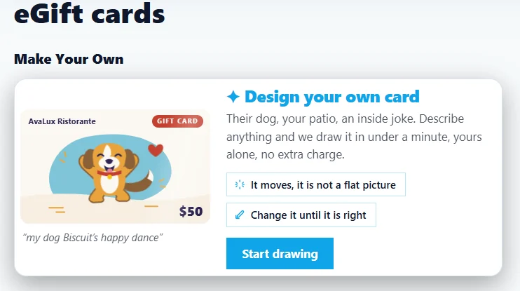 Design your own card: describe anything and AvaLux AI draws it in under a minute