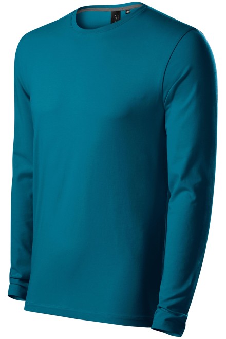 Muška majica uskog kroja s dugim rukavima, petrol blue